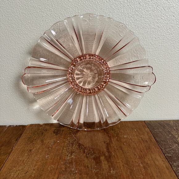 Anchor Hocking Pink Depression Old Cafe Serving‎ Plate Dish - Picture 1 of 7